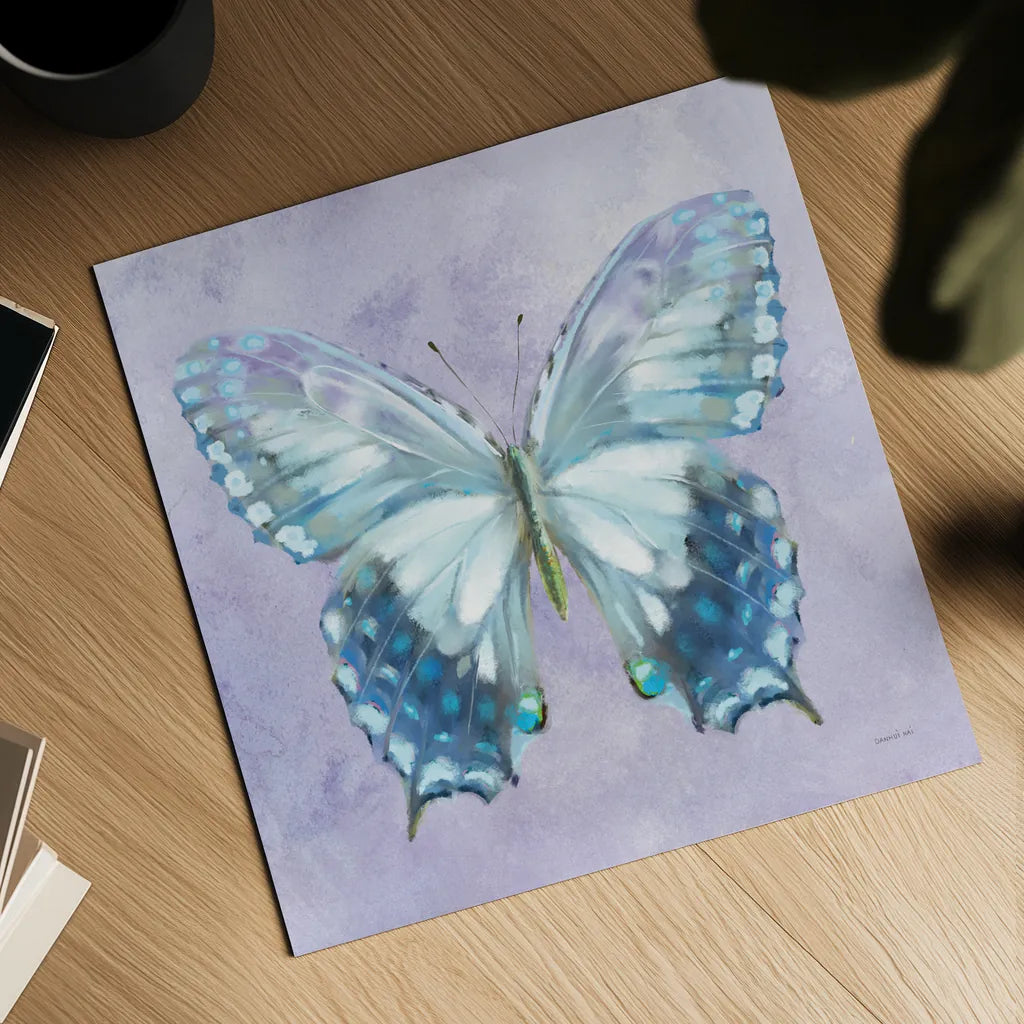 Aflutter I Watercolor by Danhui Nai. Shown as a detailed flat fine art print, highlighting archival giclee quality. Available as an archival giclee rolled canvas, fine art paper, or poster print. SKU 83618a.
