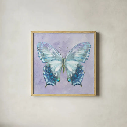 Aflutter I Watercolor by Danhui Nai. Shown in a natural wood glass frame for a timeless modern aesthetic. Available as an archival giclee rolled canvas, fine art paper, or poster print. SKU 83618a.