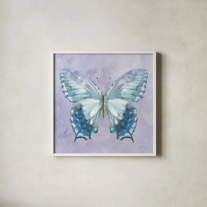 Aflutter I Watercolor by Danhui Nai. Shown in a crisp white glass frame for a clean and minimalist style. Available as an archival giclee rolled canvas, fine art paper, or poster print. SKU 83618a.