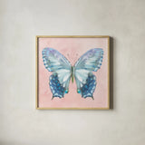 Aflutter I Watercolor by Danhui Nai. Shown in a natural wood glass frame for a timeless modern aesthetic. Available as an archival giclee rolled canvas, fine art paper, or poster print. SKU 88610a.