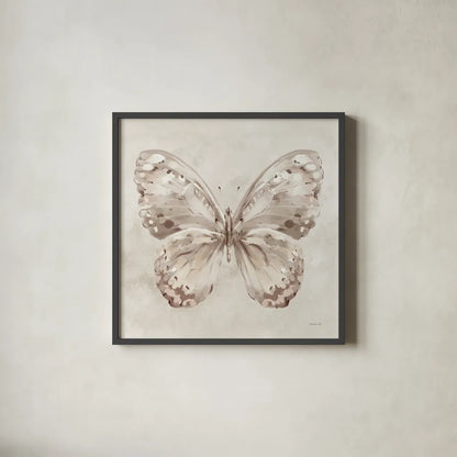 Aflutter II Neutral by Danhui Nai. Shown in a sleek black glass frame for a contemporary gallery look. Available as an archival giclee rolled canvas, fine art paper, or poster print. SKU 93722a.
