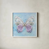 Aflutter II Watercolor by Danhui Nai. Shown in a crisp white glass frame for a clean and minimalist style. Available as an archival giclee rolled canvas, fine art paper, or poster print. SKU 83619a.