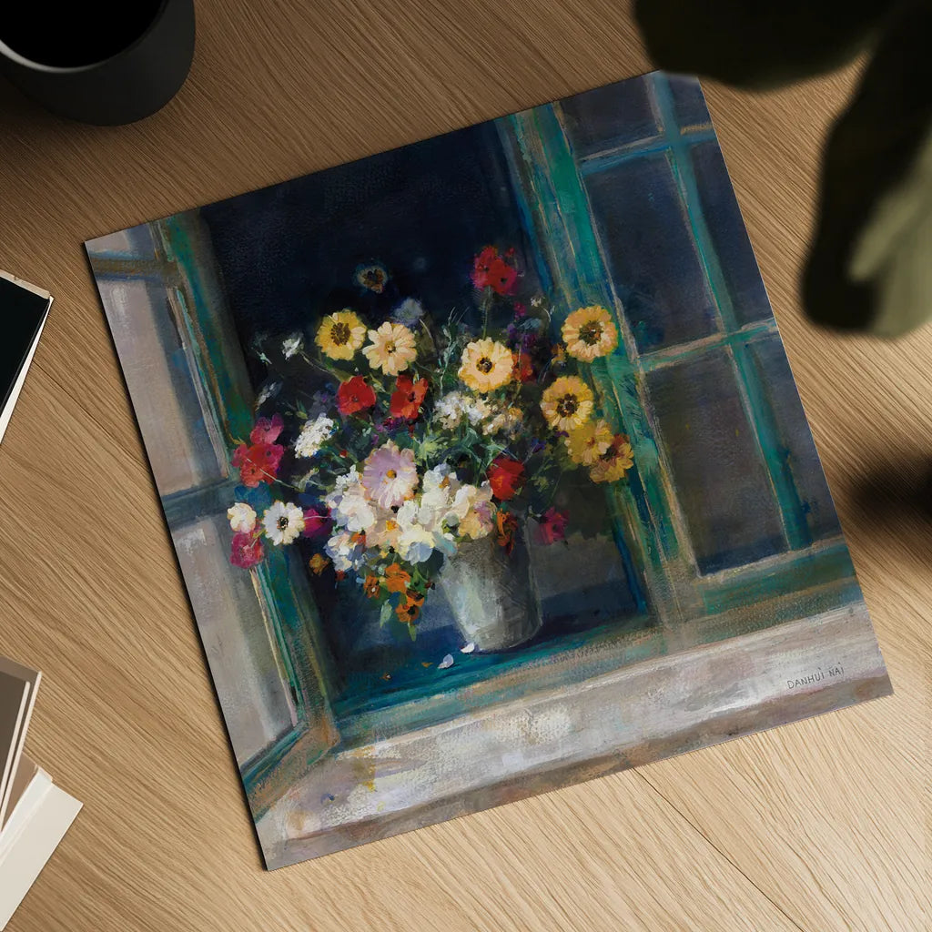 All Abloom by Danhui Nai. Shown as a detailed flat fine art print, highlighting archival giclee quality. Available as an archival giclee rolled canvas, fine art paper, or poster print. SKU 68644a.