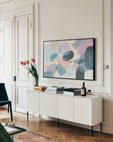 All Coming Together I by Danhui Nai. shown as a framed stretched canvas in a living room above a console. Available as a archival giclee rolled canvas, fine art paper, or poster print. SKU 66045i.