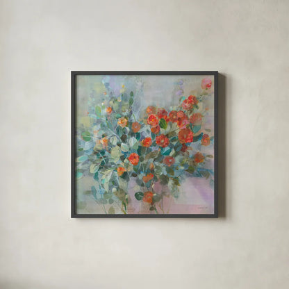 All the Blooming Crop by Danhui Nai. Shown in a sleek black glass frame for a contemporary gallery look. Available as an archival giclee rolled canvas, fine art paper, or poster print. SKU 65689a.