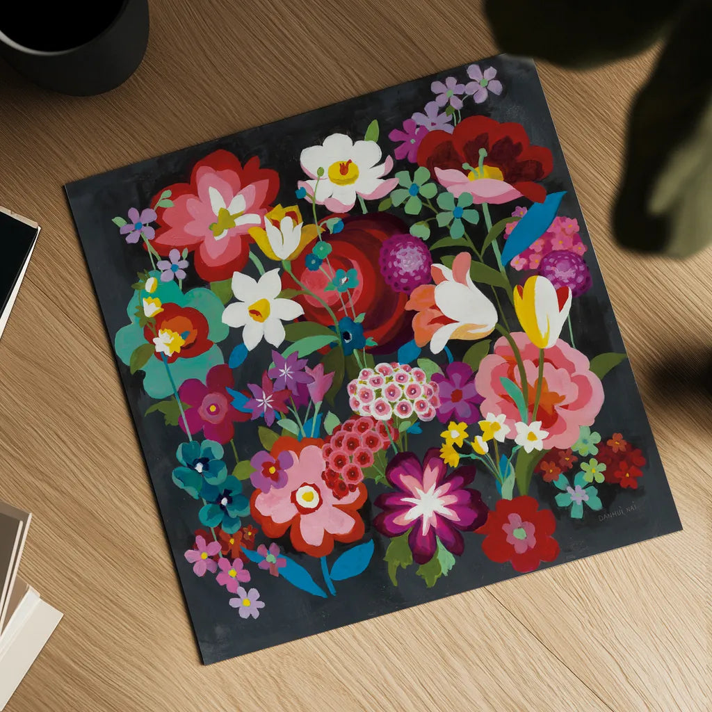 Alpine Florals by Danhui Nai. Shown as a detailed flat fine art print, highlighting archival giclee quality. Available as an archival giclee rolled canvas, fine art paper, or poster print. SKU 31264a.