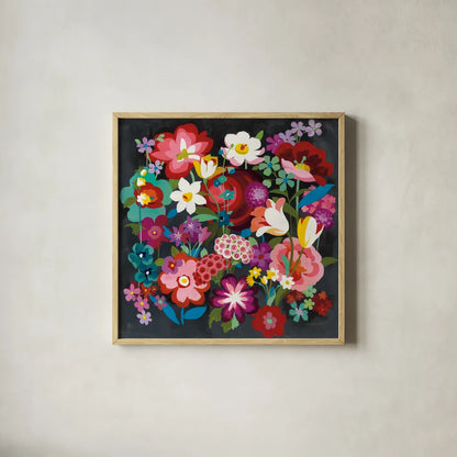 Alpine Florals by Danhui Nai. Shown in a natural wood glass frame for a timeless modern aesthetic. Available as an archival giclee rolled canvas, fine art paper, or poster print. SKU 31264a.