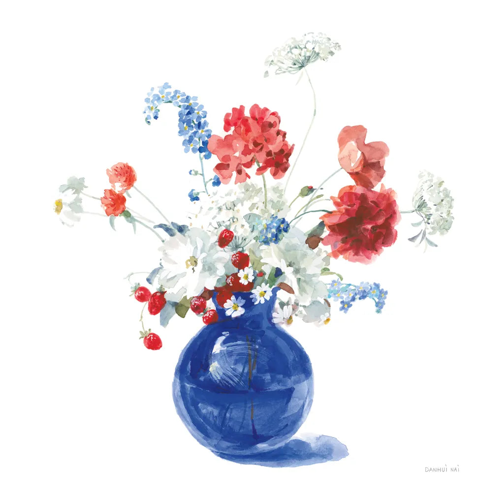 Americana Bouquet by Danhui Nai. SKU 85889a. Archival Giclee Fine art print for wall decor.