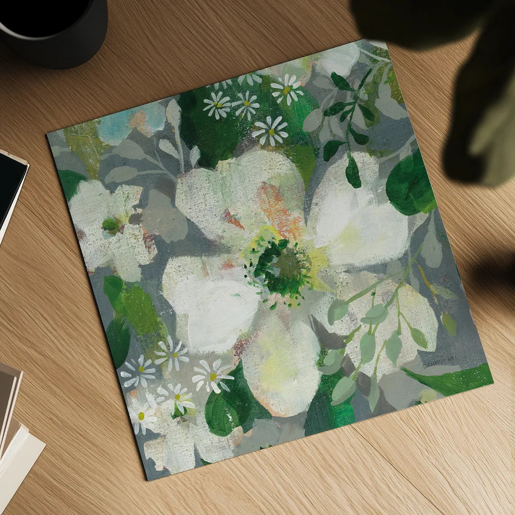 Anemone and Friends IV by Danhui Nai. Shown as a detailed flat fine art print, highlighting archival giclee quality. Available as an archival giclee rolled canvas, fine art paper, or poster print. SKU 54958a.
