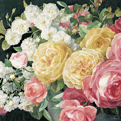 Antique Roses on Black Crop by Danhui Nai. SKU 25960a. Archival Giclee Fine art print for wall decor.