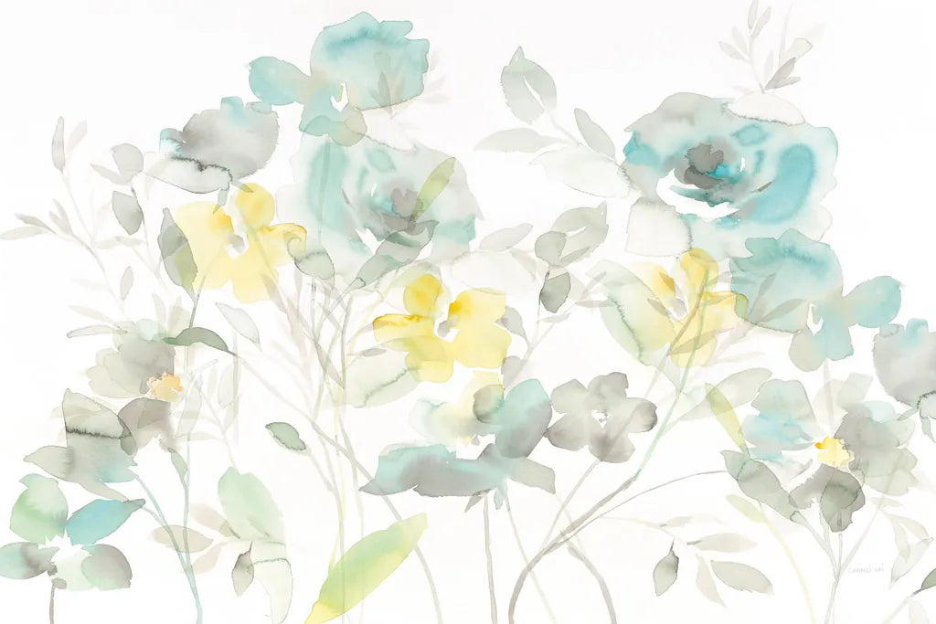 Aqua Roses Shadows by Danhui Nai. SKU 35446i. Archival Giclee Fine art print for wall decor.