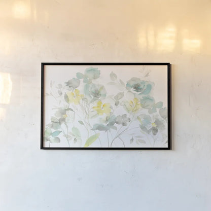 Aqua Roses Shadows by Danhui Nai. shown as a paper print in a black flame. Available as a archival giclee rolled canvas, fine art paper, or poster print. SKU 35446i.