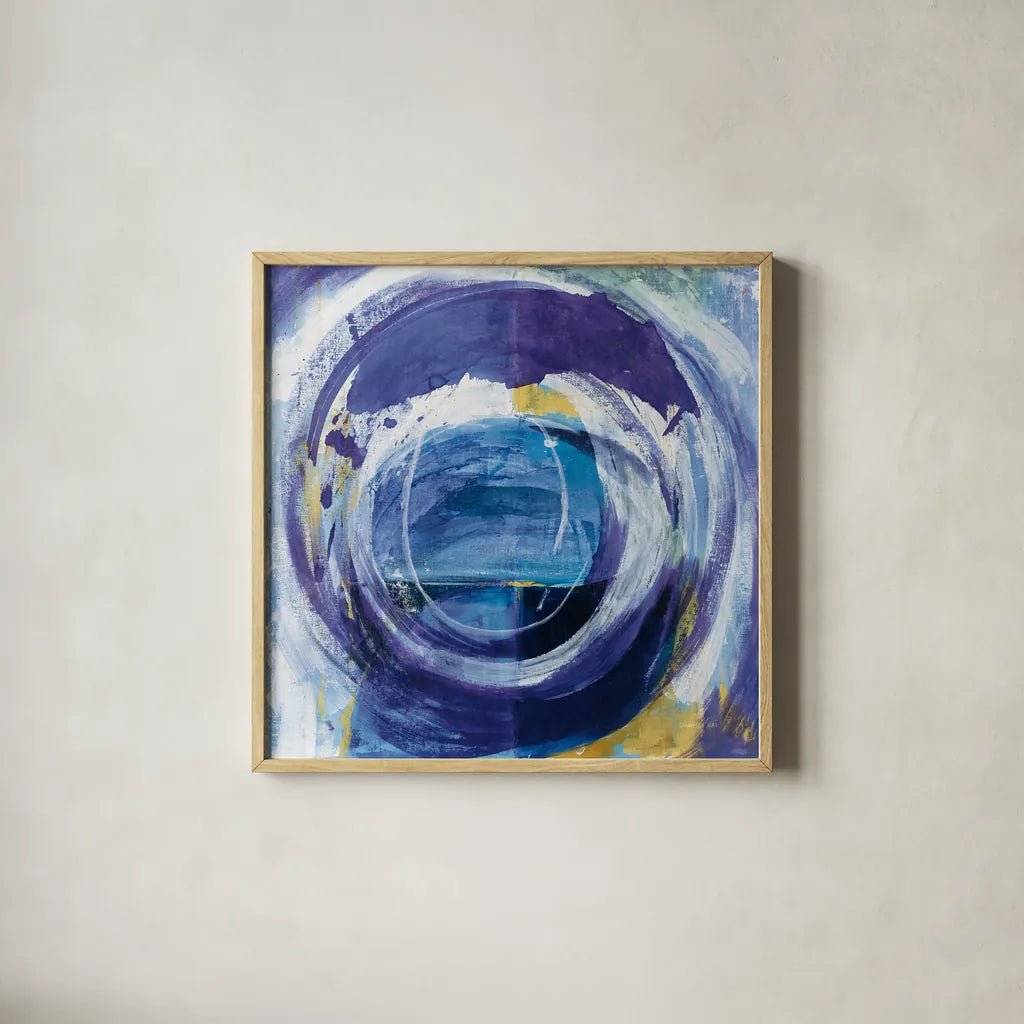 Around the World by Danhui Nai. Shown in a natural wood glass frame for a timeless modern aesthetic. Available as an archival giclee rolled canvas, fine art paper, or poster print. SKU 74117a.