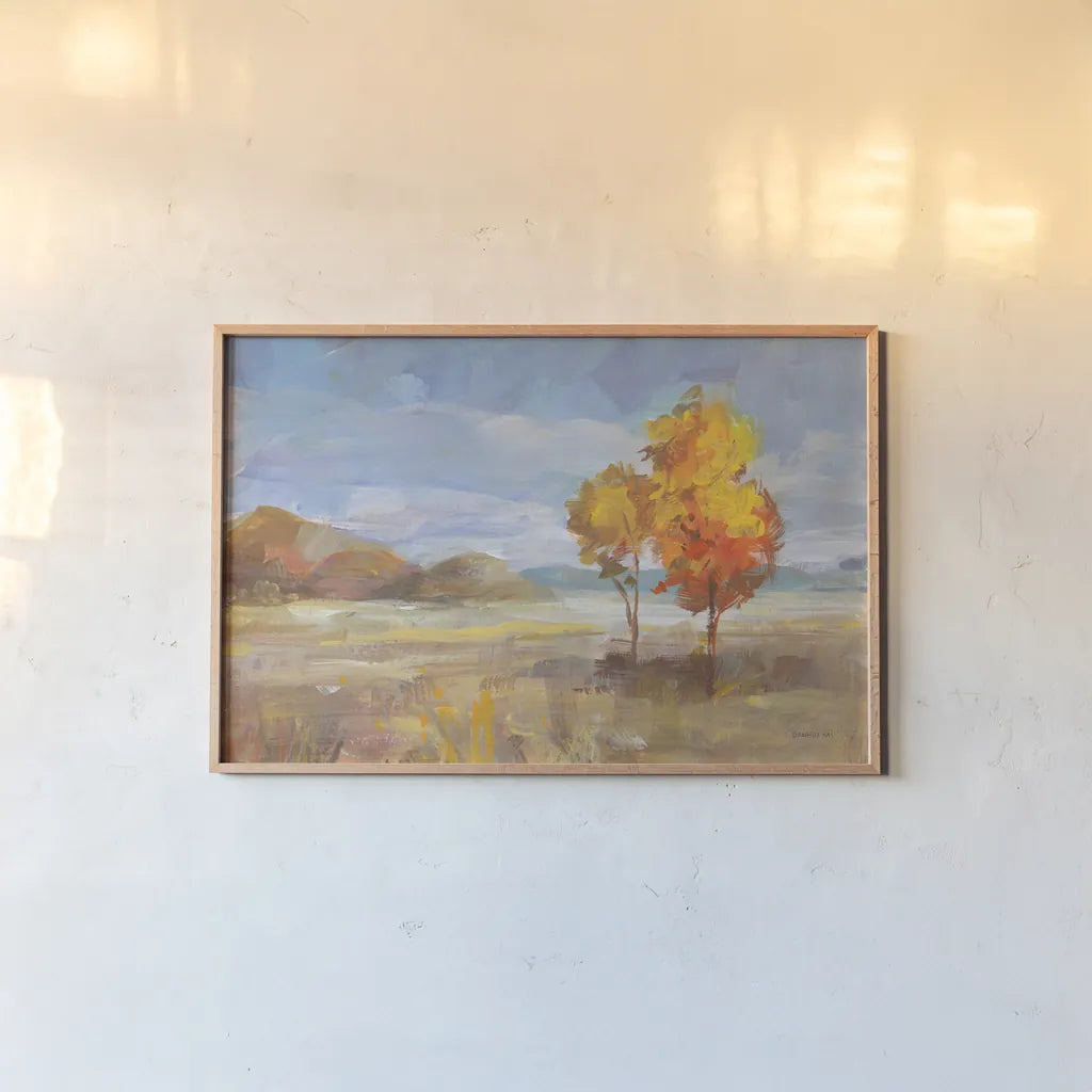 Aspen Meadow by Danhui Nai. shown as a paper print in a natural frame. Available as a archival giclee rolled canvas, fine art paper, or poster print. SKU 68072i.