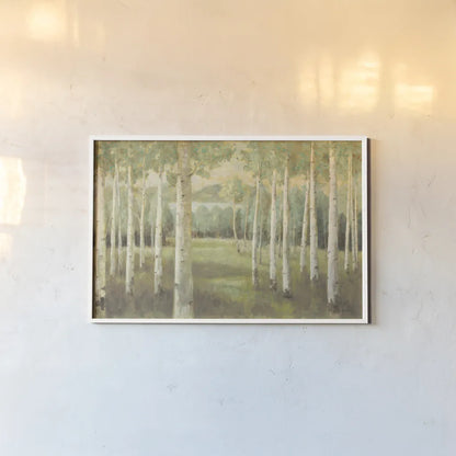 Aspens Neutral by Danhui Nai. shown as a paper print in a white frame. Available as a archival giclee rolled canvas, fine art paper, or poster print. SKU 46152i.