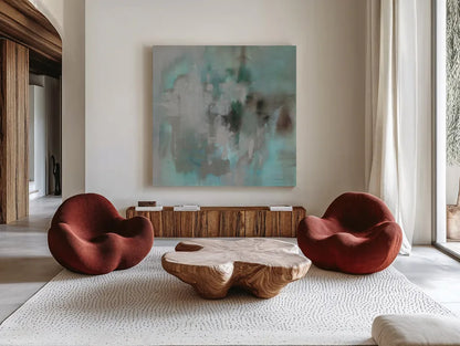 Aurora by Danhui Nai. Shown as extra-large giant wall art in a modern living room. Available as an archival giclee rolled canvas, fine art paper, or poster print. SKU 79462a.