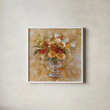 Autumn Bouquet by Danhui Nai. Shown in a crisp white glass frame for a clean and minimalist style. Available as an archival giclee rolled canvas, fine art paper, or poster print. SKU 29547a.