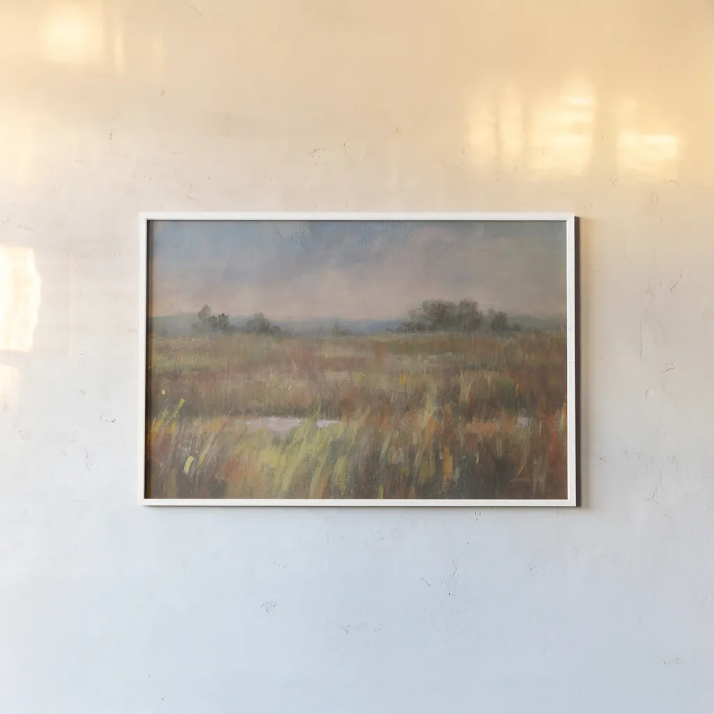 Autumn Fields by Danhui Nai. shown as a paper print in a white frame. Available as a archival giclee rolled canvas, fine art paper, or poster print. SKU 68350i.