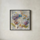 Autumn Hydrangea I by Danhui Nai. Shown in a sleek black glass frame for a contemporary gallery look. Available as an archival giclee rolled canvas, fine art paper, or poster print. SKU 17998a.