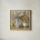 Autumn Kitchen v2 Sq by Danhui Nai. Shown in a natural wood glass frame for a timeless modern aesthetic. Available as an archival giclee rolled canvas, fine art paper, or poster print. SKU 98755a.