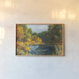 Autumn River by Danhui Nai. shown as a paper print in a natural frame. Available as a archival giclee rolled canvas, fine art paper, or poster print. SKU 100348i.