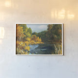Autumn River by Danhui Nai. shown as a paper print in a white frame. Available as a archival giclee rolled canvas, fine art paper, or poster print. SKU 100348i.