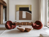 Balancing Act Neutral by Danhui Nai. Shown as extra-large giant wall art in a modern living room. Available as an archival giclee rolled canvas, fine art paper, or poster print. SKU 90638a.