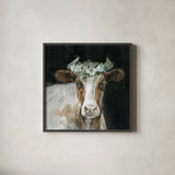 Barnyard Whimsy I by Danhui Nai. Shown in a sleek black glass frame for a contemporary gallery look. Available as an archival giclee rolled canvas, fine art paper, or poster print. SKU 90431a.