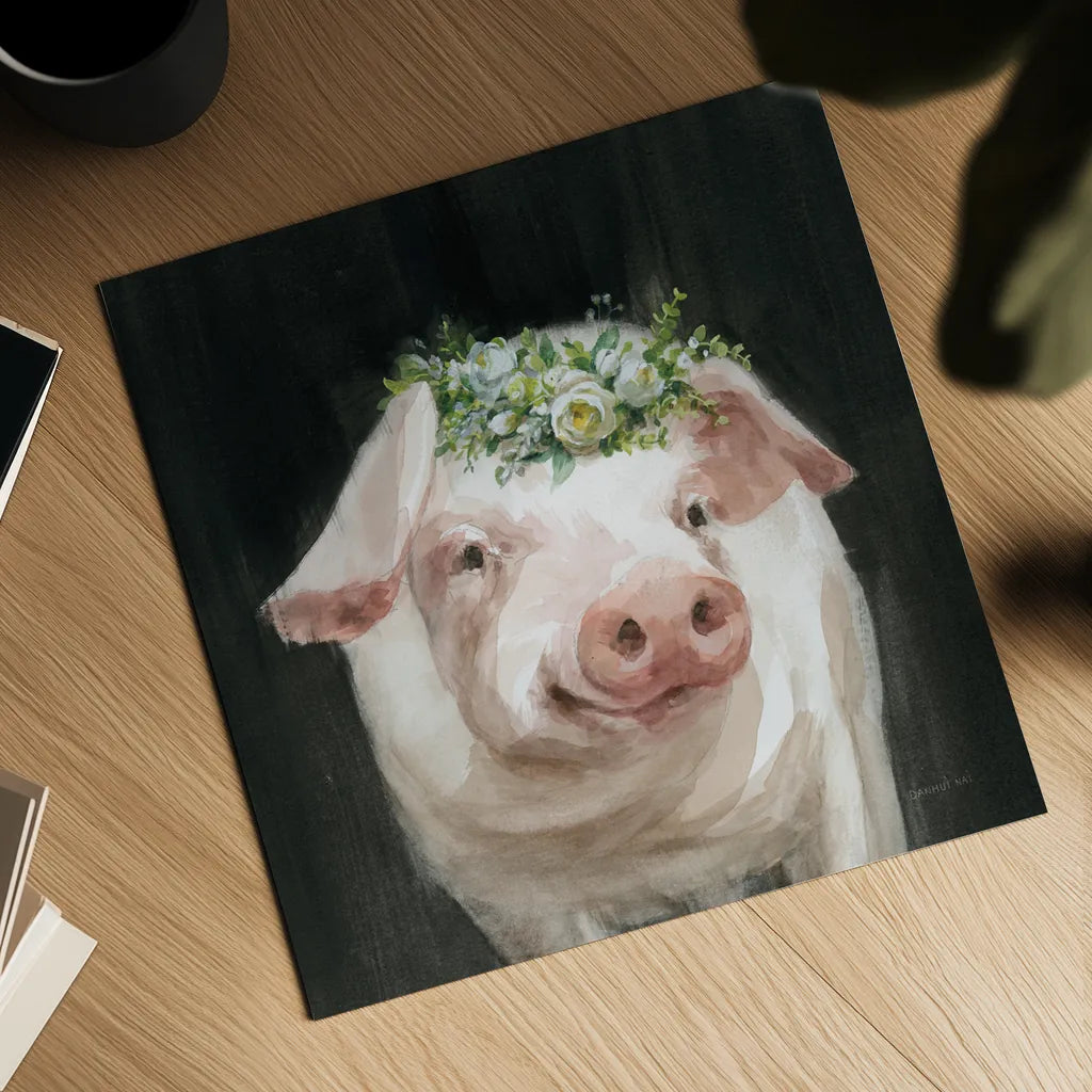 Barnyard Whimsy III by Danhui Nai. Shown as a detailed flat fine art print, highlighting archival giclee quality. Available as an archival giclee rolled canvas, fine art paper, or poster print. SKU 90433a.