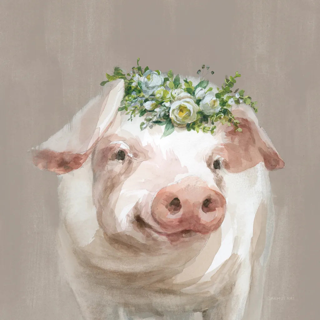 Barnyard Whimsy III Taupe by Danhui Nai. SKU 96640a. Archival Giclee Fine art print for wall decor.