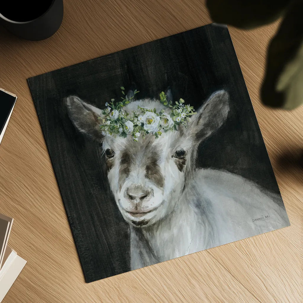 Barnyard Whimsy IV by Danhui Nai. Shown as a detailed flat fine art print, highlighting archival giclee quality. Available as an archival giclee rolled canvas, fine art paper, or poster print. SKU 90434a.