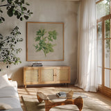 Basil by Danhui Nai. Shown in a natural wood frame in a cozy modern living room. Available as an archival giclee rolled canvas, fine art paper, or poster print. SKU 100974a.