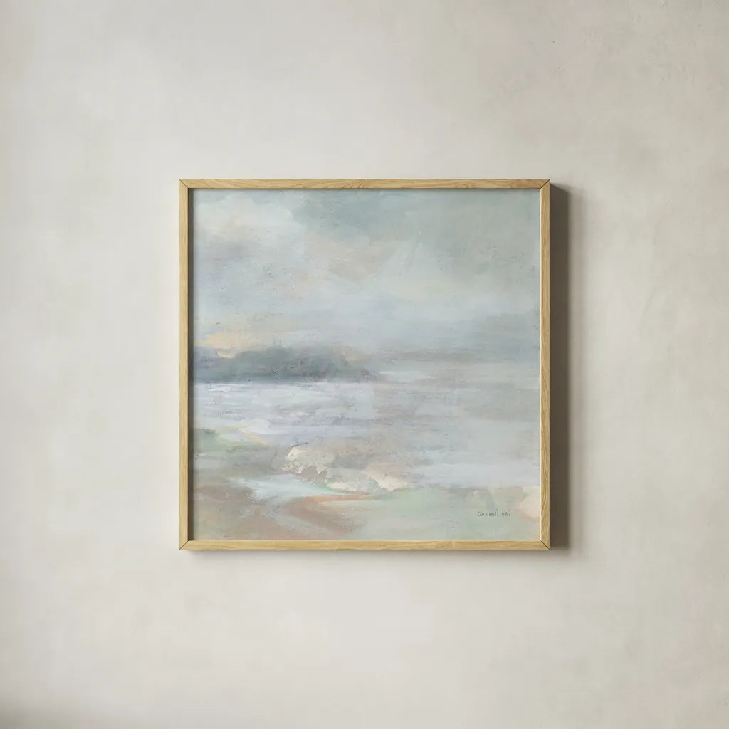 Bay Fog Crop by Danhui Nai. Shown in a natural wood glass frame for a timeless modern aesthetic. Available as an archival giclee rolled canvas, fine art paper, or poster print. SKU 74122a.
