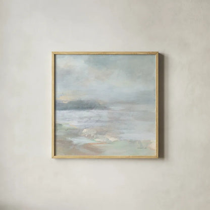 Bay Fog Crop by Danhui Nai. Shown in a natural wood glass frame for a timeless modern aesthetic. Available as an archival giclee rolled canvas, fine art paper, or poster print. SKU 74122a.