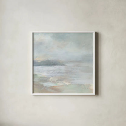 Bay Fog Crop by Danhui Nai. Shown in a crisp white glass frame for a clean and minimalist style. Available as an archival giclee rolled canvas, fine art paper, or poster print. SKU 74122a.