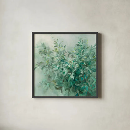 Bay Laurel Neytral Flipped by Danhui Nai. Shown in a sleek black glass frame for a contemporary gallery look. Available as an archival giclee rolled canvas, fine art paper, or poster print. SKU 59128a.