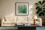 Bay Laurel Neytral Flipped by Danhui Nai. Displayed in a glass frame with matte in a clean modern living room. Available as an archival giclee rolled canvas, fine art paper, or poster print. SKU 59128a.