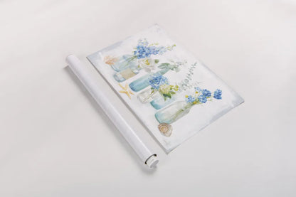 Beach Cottage Florals I by Danhui Nai. shown as a rolled paper print. Available as archival giclee rolled canvas, fine art paper, or poster print. SKU 47119i.