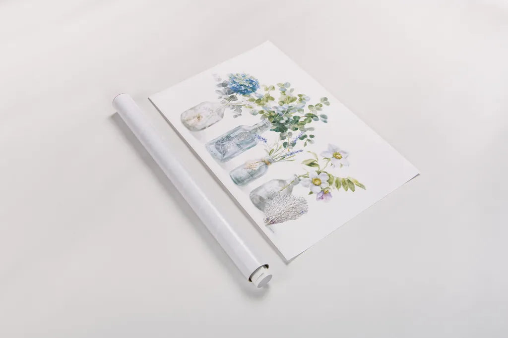 Beach Flowers I by Danhui Nai. shown as a rolled paper print. Available as archival giclee rolled canvas, fine art paper, or poster print. SKU 44418i.