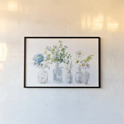 Beach Flowers I by Danhui Nai. shown as a paper print in a black flame. Available as a archival giclee rolled canvas, fine art paper, or poster print. SKU 44418i.