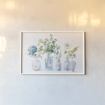 Beach Flowers I by Danhui Nai. shown as a paper print in a white frame. Available as a archival giclee rolled canvas, fine art paper, or poster print. SKU 44418i.