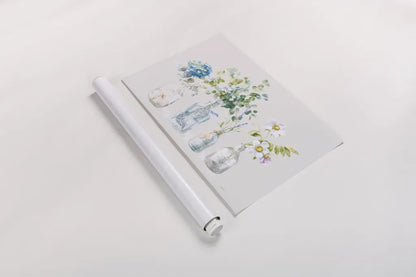 Beach Flowers I Grey by Danhui Nai. shown as a rolled paper print. Available as archival giclee rolled canvas, fine art paper, or poster print. SKU 57726i.