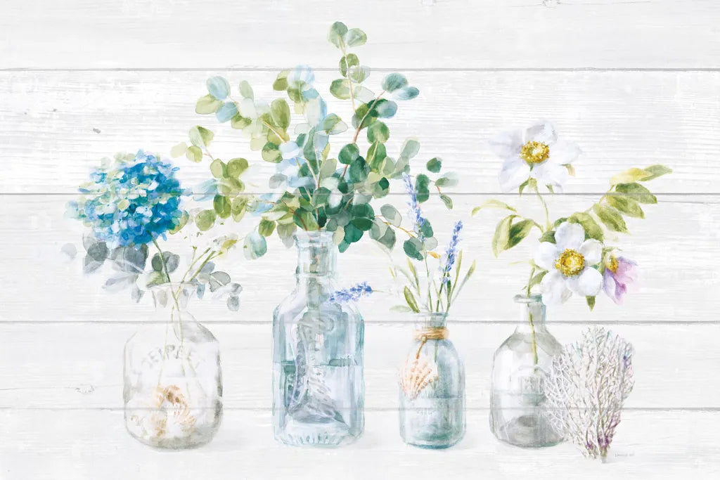 Beach Flowers I Shiplap by Danhui Nai. SKU 44431i. Archival Giclee Fine art print for wall decor.