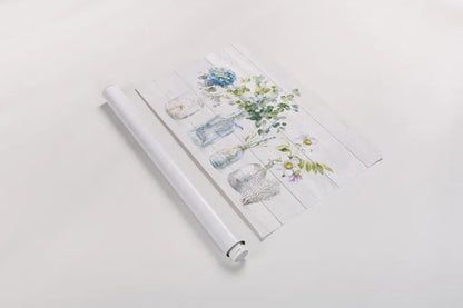 Beach Flowers I Shiplap by Danhui Nai. shown as a rolled paper print. Available as archival giclee rolled canvas, fine art paper, or poster print. SKU 44431i.