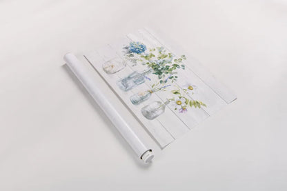 Beach Flowers I Shiplap No Coral by Danhui Nai. shown as a rolled paper print. Available as archival giclee rolled canvas, fine art paper, or poster print. SKU 84634i.