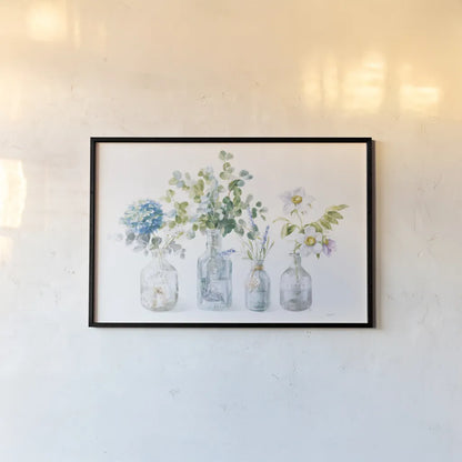 Beach Flowers I no coral by Danhui Nai. shown as a paper print in a black flame. Available as a archival giclee rolled canvas, fine art paper, or poster print. SKU 80141i.