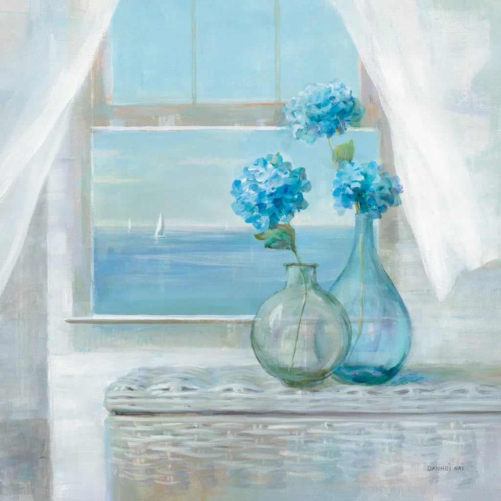 Beach House Hydrangeas by Danhui Nai. SKU 70938a. Archival Giclee Fine art print for wall decor.