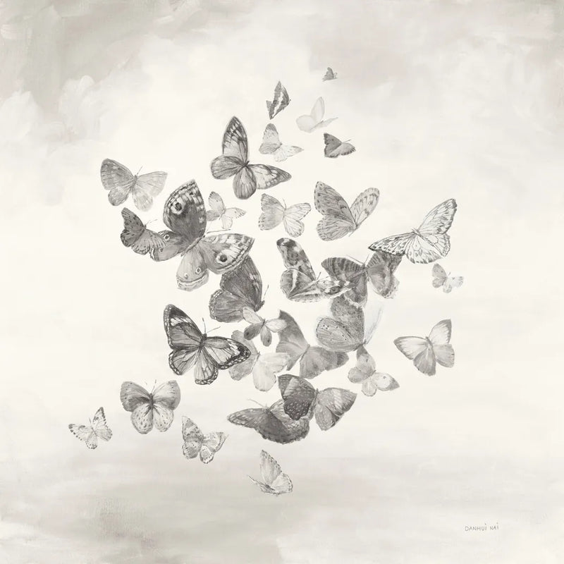 Beautiful Butterflies BW by Danhui Nai. SKU 75582a. Archival Giclee Fine art print for wall decor.