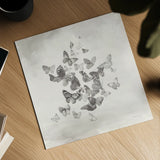 Beautiful Butterflies BW by Danhui Nai. Shown as a detailed flat fine art print, highlighting archival giclee quality. Available as an archival giclee rolled canvas, fine art paper, or poster print. SKU 75582a.