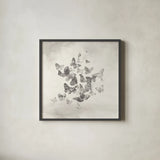 Beautiful Butterflies BW by Danhui Nai. Shown in a sleek black glass frame for a contemporary gallery look. Available as an archival giclee rolled canvas, fine art paper, or poster print. SKU 75582a.